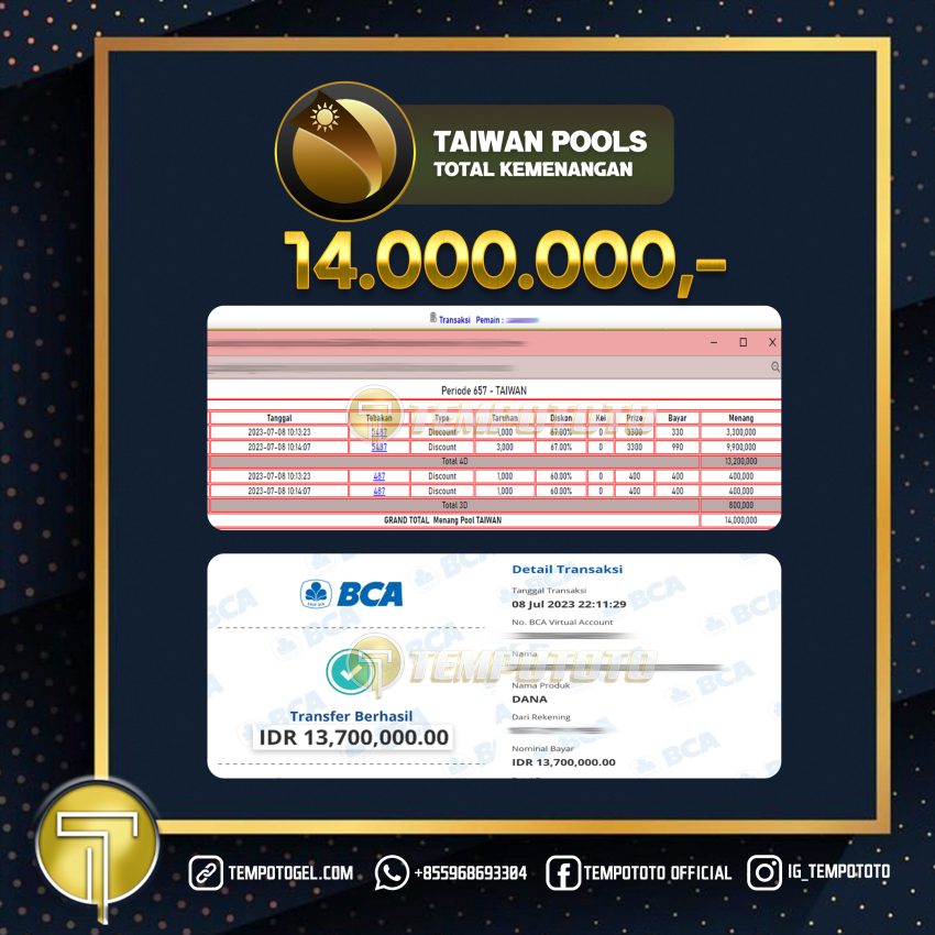 BUKTI JACKPOT TEMPOTOTO TOGEL