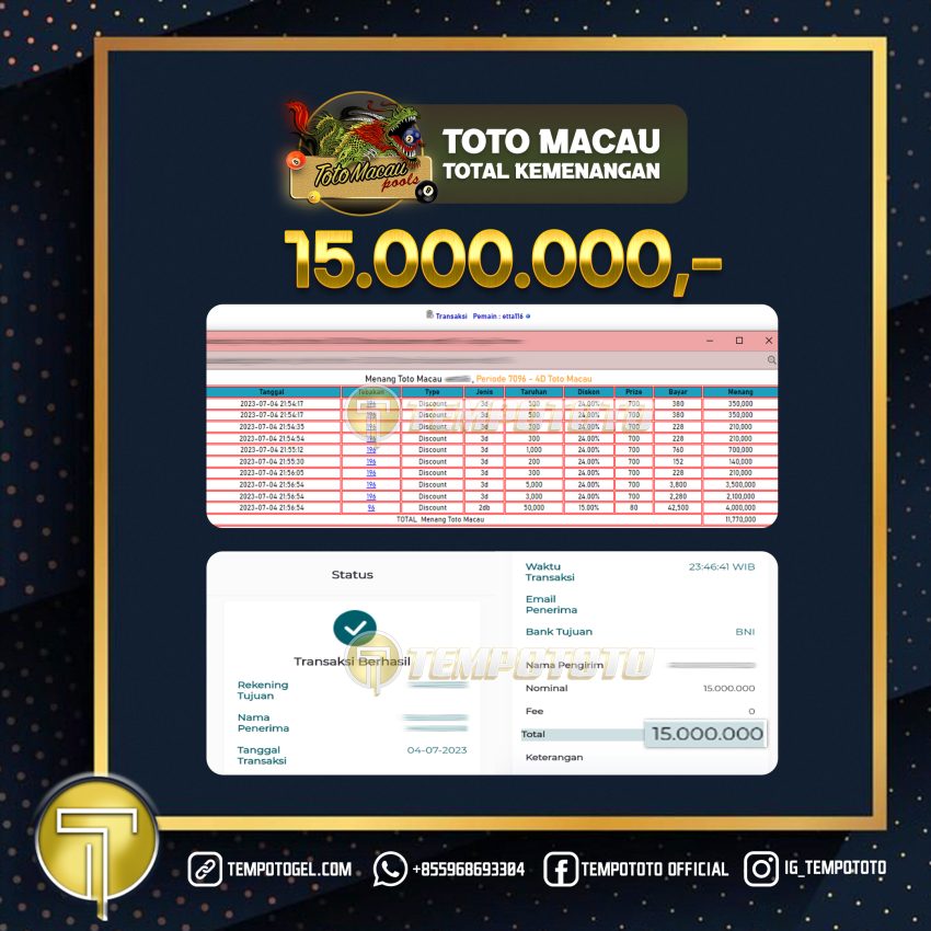 BUKTI JACKPOT TEMPOTOTO TOGEL