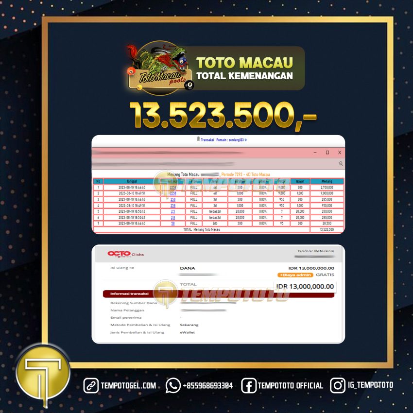 BUKTI JACKPOT TEMPOTOTO TOGEL