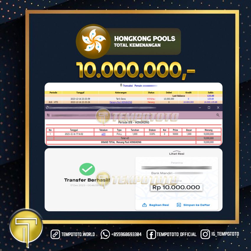 BUKTI JACKPOT TEMPOTOTO TOGEL