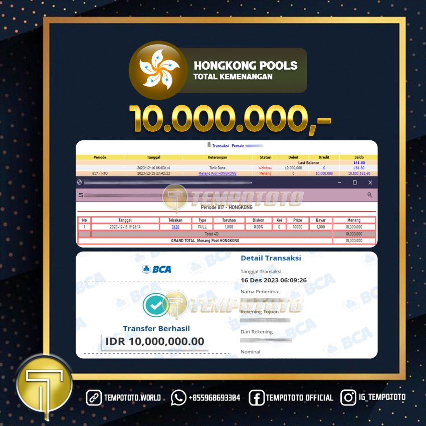 BUKTI JACKPOT TEMPOTOTO TOGEL