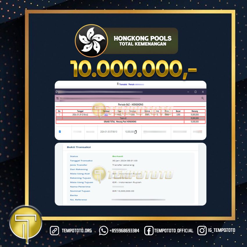 BUKTI JACKPOT TEMPOTOTO TOGEL