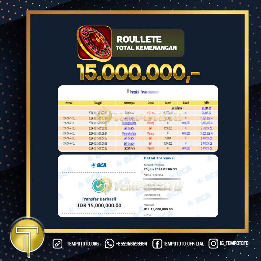 BUKTI JACKPOT TEMPOTOTO CASINO