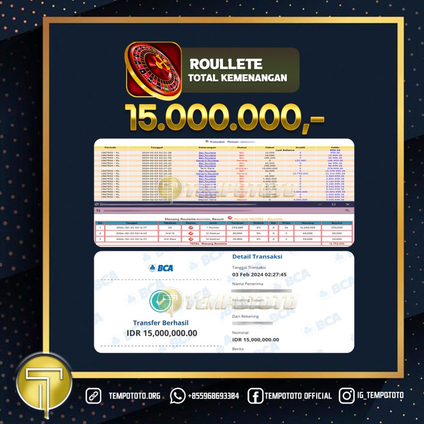 BUKTI JACKPOT TEMPOTOTO CASINO