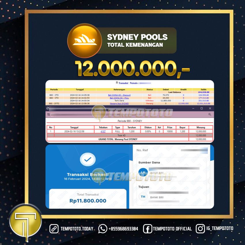 BUKTI JACKPOT TEMPOTOTO TOGEL