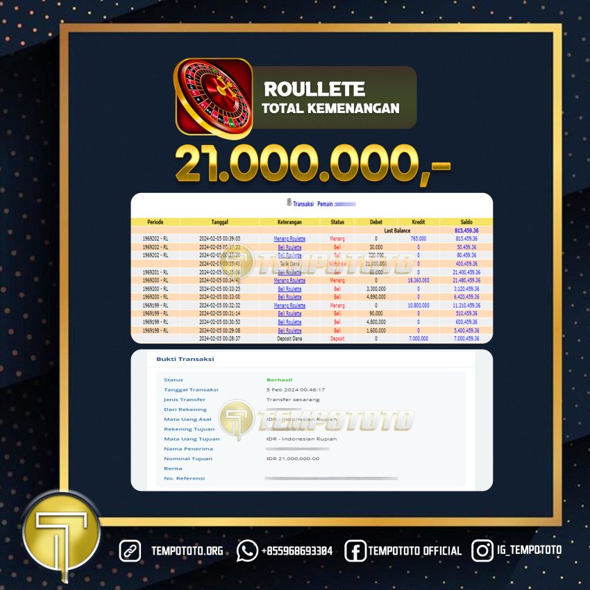 BUKTI JACKPOT TEMPOTOTO CASINO