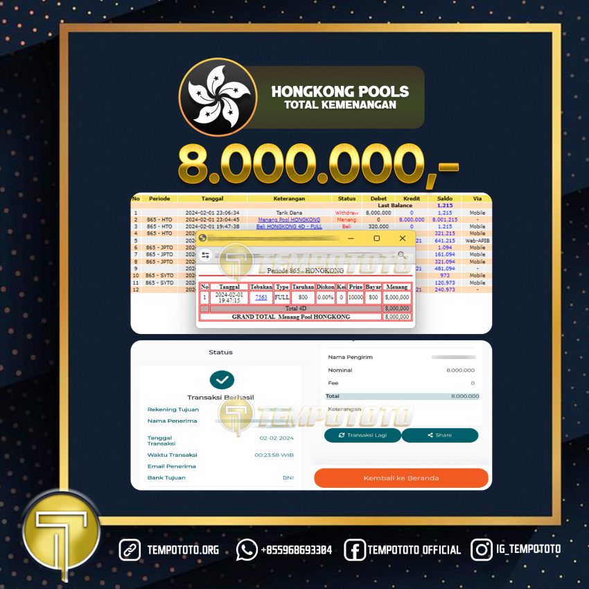 BUKTI JACKPOT TEMPOTOTO TOGEL