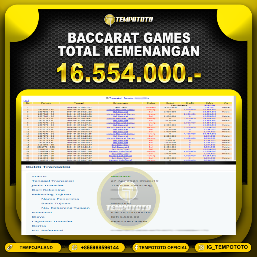 BUKTI JACKPOT TEMPOTOTO CASINO