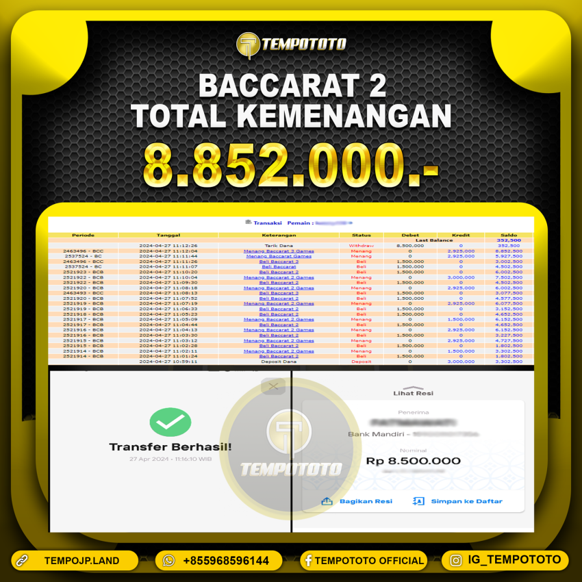 BUKTI JACKPOT TEMPOTOTO CASINO