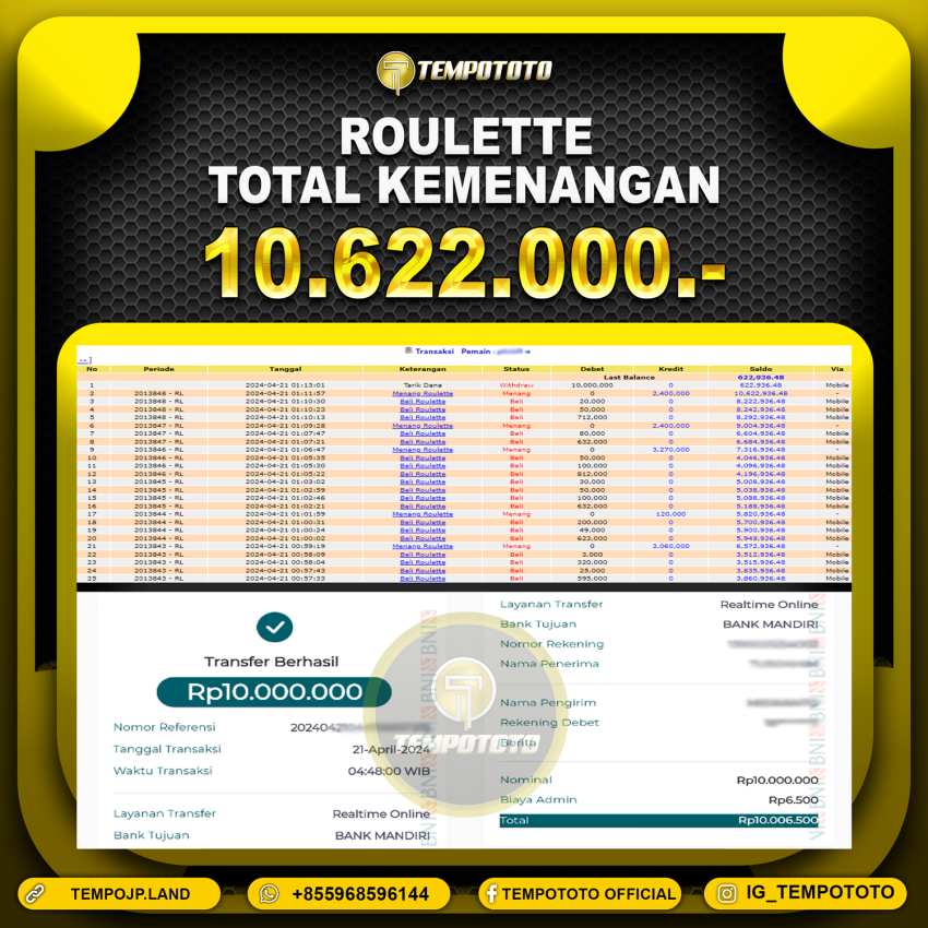 BUKTI JACKPOT TEMPOTOTO CASINO