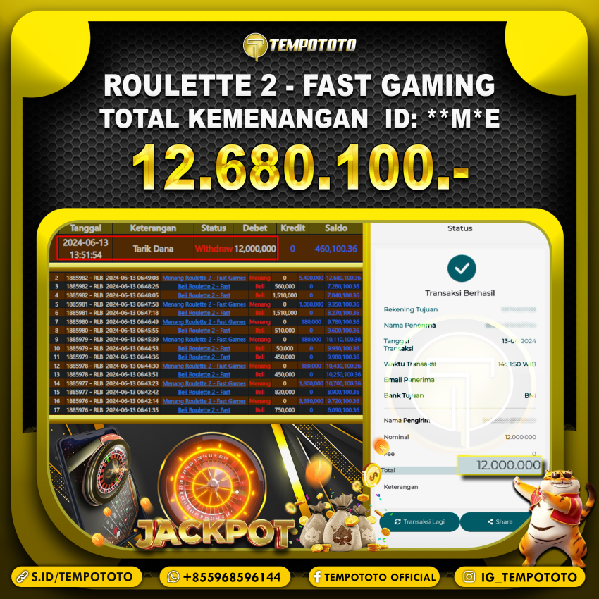 BUKTI JACKPOT TEMPOTOTO CASINO